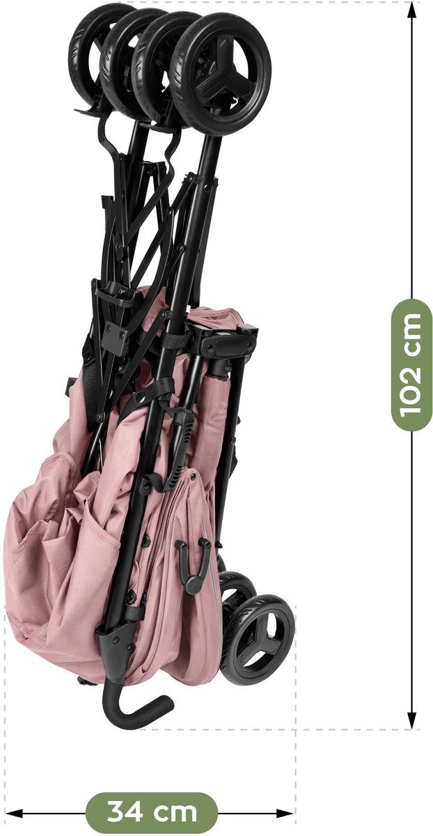 Tulano Davos 35 - Kinderwagen - Buggy - Lichtgewicht Wandelwagen met XXL Zonnekap - Verstelbare Rugleuning - Tot 22 kg -Roze – foto 7