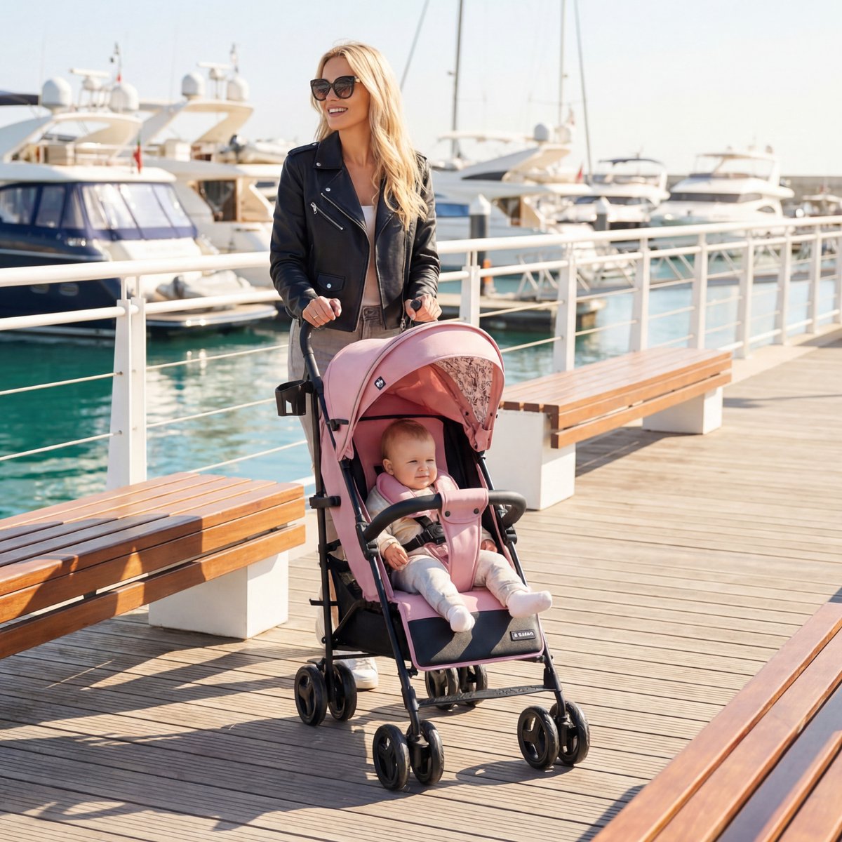 Tulano Davos 35 - Kinderwagen - Buggy - Lichtgewicht Wandelwagen met XXL Zonnekap - Verstelbare Rugleuning - Tot 22 kg -Roze – foto 4