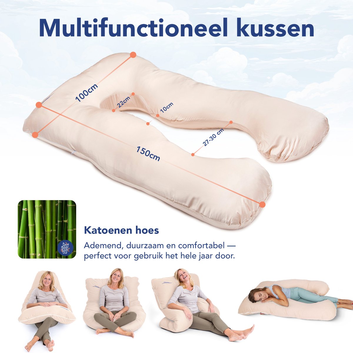 KomfortKissen™ Ergonomisch Kussen - Premium Kussen - Ondersteuning voor Rug en Heupen - Ademend en Zacht - Voor Elke Slaappositie