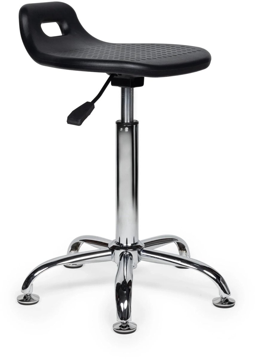 Ergonomische Stahulp Kruk Zwart Standaard (50-68cm) / zonder Voetsteun / Standaard wielen