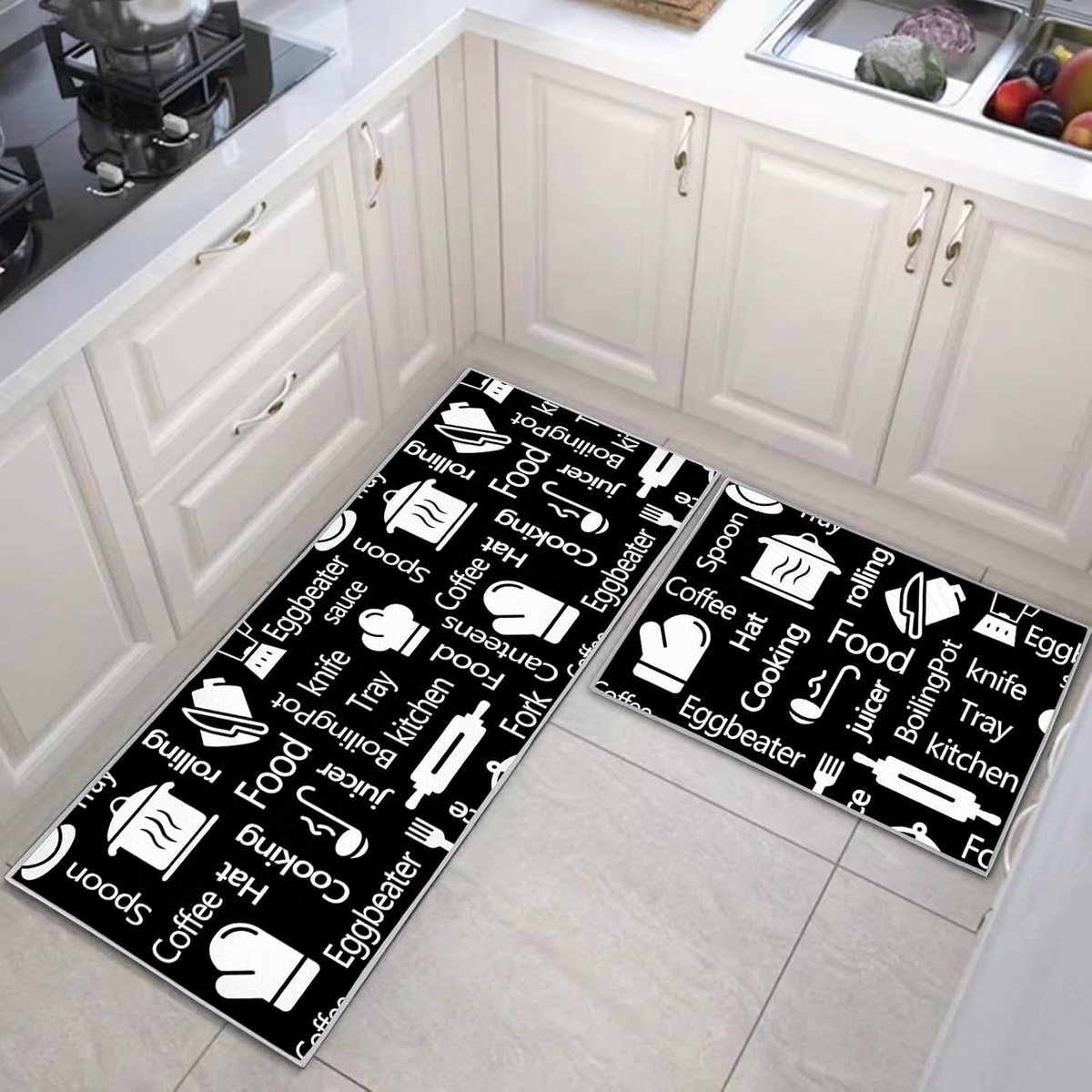 Antislip Keukenmat Set 2 Delig Duurzaam Wasbaar Vloerkleed