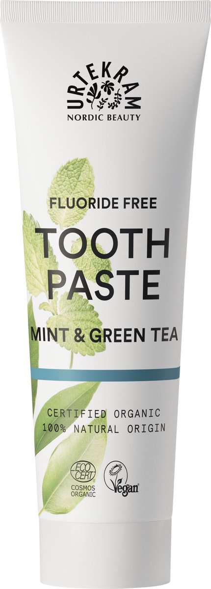 Urtekram No Fluoride Tandpasta - munt/groene thee - 75ml