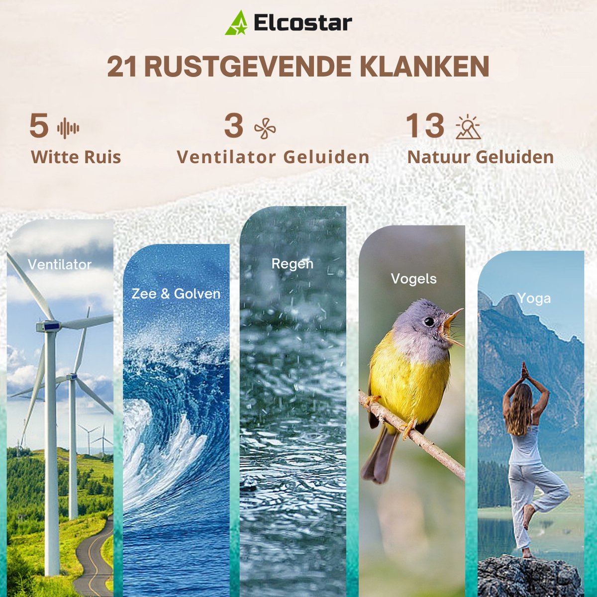 Elcostar Digitale Wekker 2.0 - Nachtlamp licht & Bluetooth Speaker - White Noise Machine met Geluiden - 21 rustgevende klanken - Voor Slaapkamer, Baby, Kinderen & Volwassenen — cadeau in Gadgets - foto 7