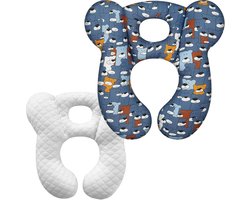 Baby Reis Kussen - Hoofdsteun Kinderen - Comfortabel Slapen - Zachte Nekondersteuning - 26x25x4 cm - Blauwe Beer