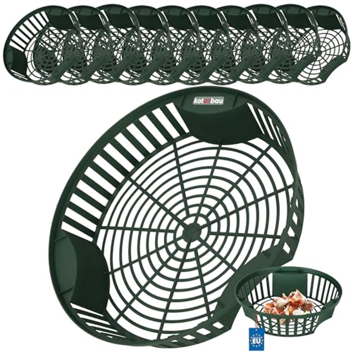 KOTARBAU® 10 Stuks Bloembollenmand, ⌀ 320 mm mm, Groen, Plantenmand Voor Bloembollen, Bollenmanden Rond, Kweekmand van Kunststof, Bloembollen Schaal
