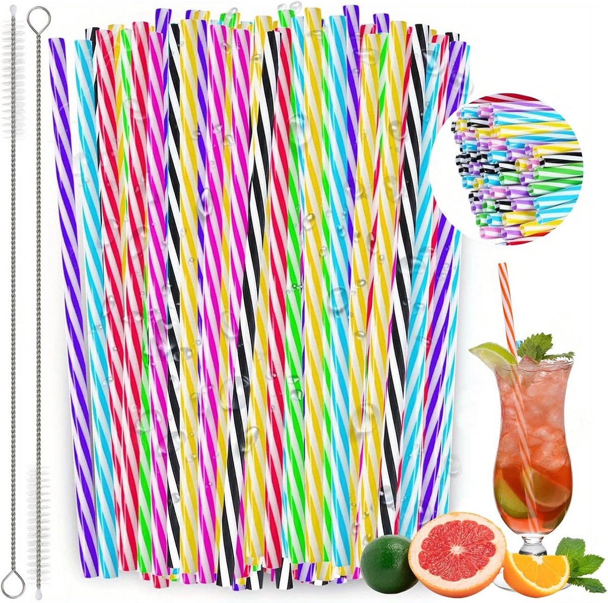 100 Stuks Herbruikbare Rietjes - Set van Duurzame Drinkrietjes