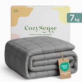 CozySense® Verzwaringsdeken 7kg - 135x200cm Zwaartedeken met temperatuurregulatie en ademend comfort - 100% Tencel Weighted Blanket - GLASS-Flow® Drukverdeling - Grijs