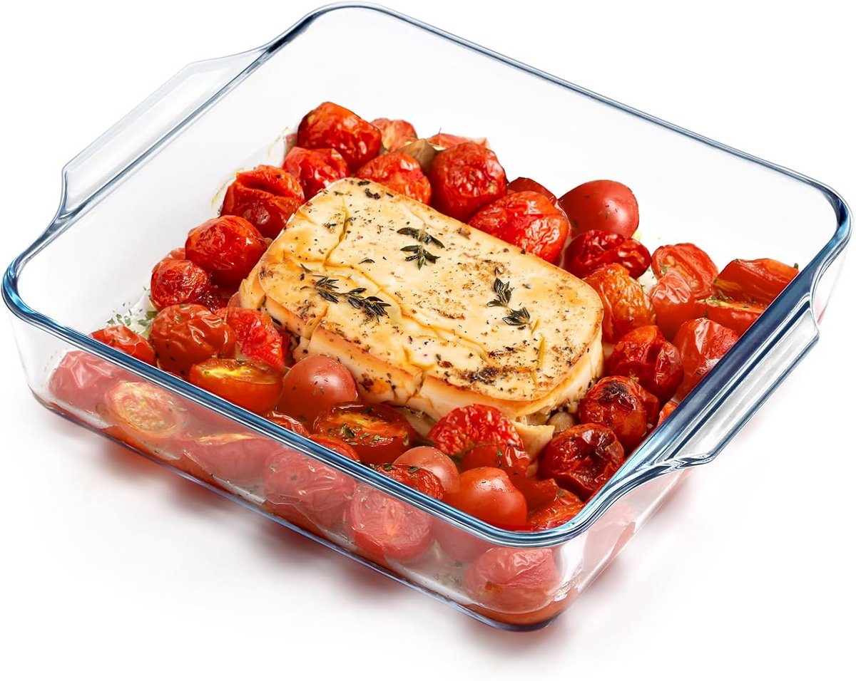 Vierkante Glazen Bakschaal 19 cm - Ovenbestendige Ovenschotel van Borosilicaatglas, 1,3 L
