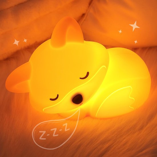 LED Fox Nachtlamp - Oplaadbaar Nachtlampje Kinderen & Baby - Schattig Fox - 2 Standen Dimbaar - Siliconen - Lampje Slaapkamer - Knijplampje - Touch lamp - Dimbaar Nachtlampjes Voor Kinderen, Baby & Volwassenen