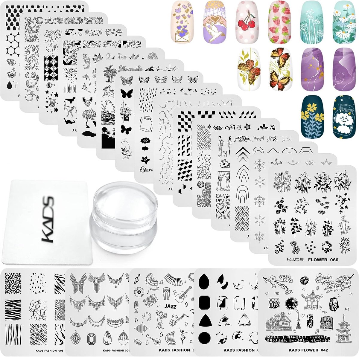 20 Stuks Nagel Stempelplaten Set voor Nail Art - Bloem, Dier & Abstracte Designs