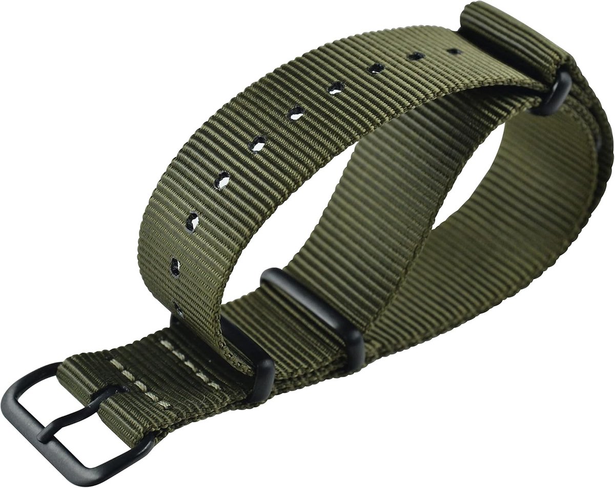 Dunne Nylon Horlogeband met Matzwarte Gesp - Universele Pasvorm (17-24 mm)