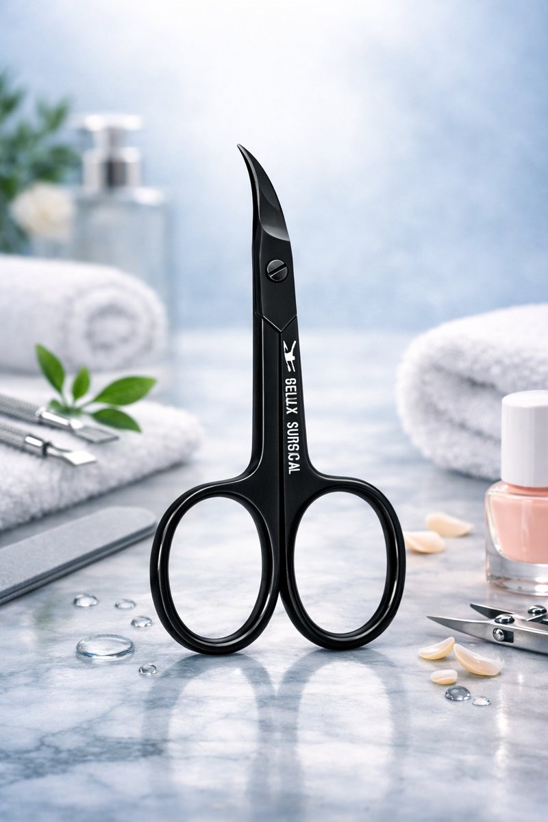 Belux Surgical Instruments / Professionele Nagelschaar - Stevige Nagelschaar voor Nagelhoeken, Zwart - Gebogen - 9 cm