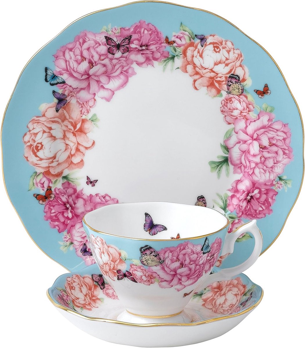 Theeservies Set van 3 Stuks met Kop, Schotel en Bord van Bone China