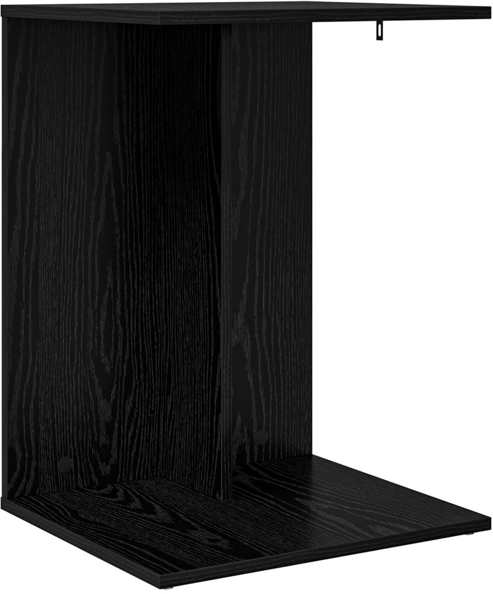 vidaXL Bijzettafel - Zwart - Eiken - 45 - x - 40 - x - 62,5 - cm - Bewerkt - hout Zwart eiken