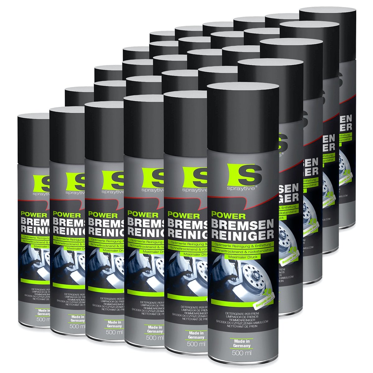 Spraytive 30x 500ml remreiniger ontvetter spray verwijdert olie vet en vuil sneldrogend residuvrij voor remmen en motor