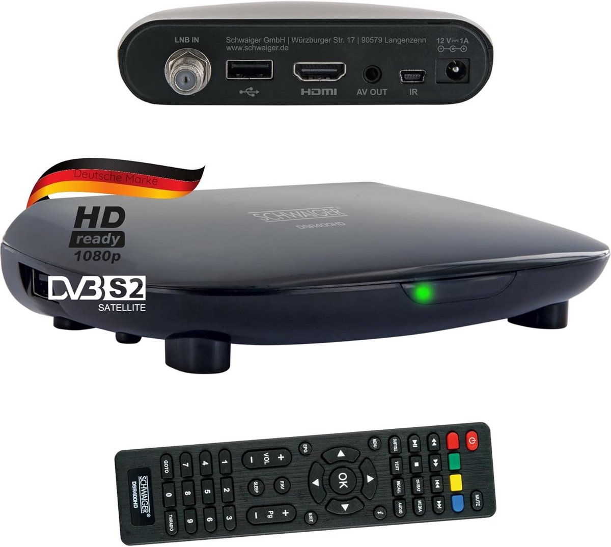 DVB-S2 Satellietontvanger FTA met USB voor HD Televisie en Radio