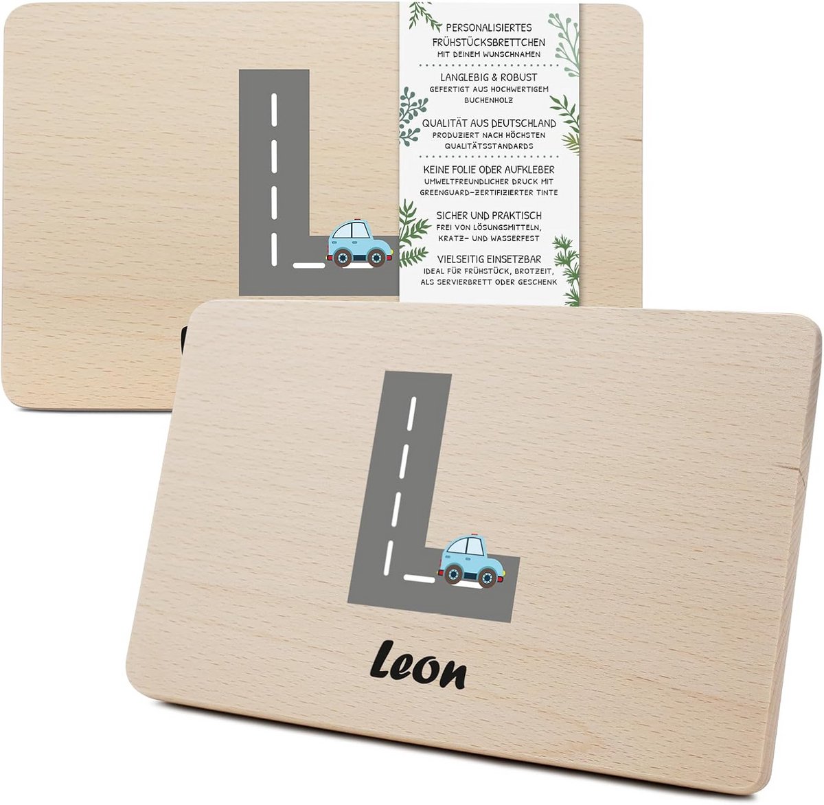 Houten ontbijtplankje 23,5 x 15 cm personalized naam en letters