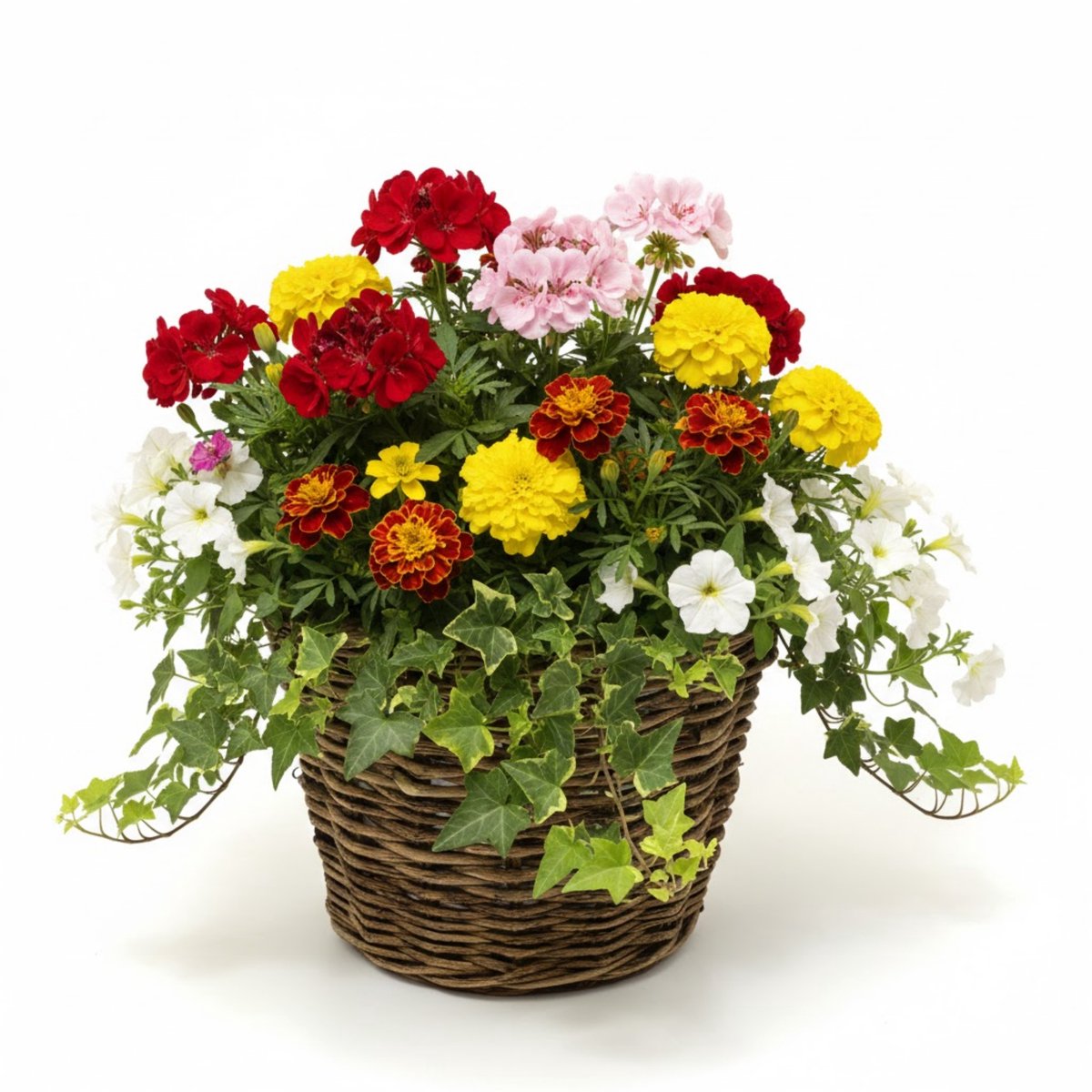 VD Leeden Plantenmand Twijg - rond - bruin - 42 x 32 cm - rotan - gevlochten riet - bloempot