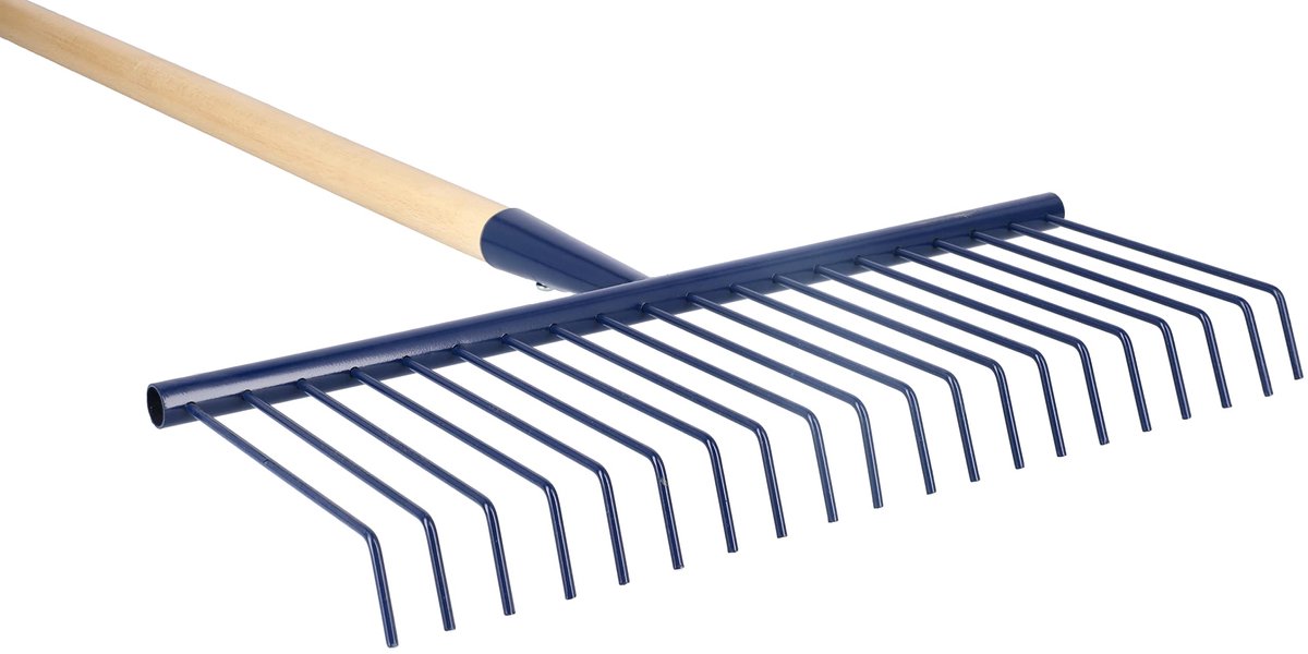 KOTARBAU® Tuinhark, Bladhark, Staal, 40,5 cm, Donkerblauw, Bladhark Met Houten Steel, 143 cm, Metalen Hark, Voor Tuin, Stevige Hark
