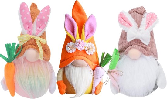Poupée câline sans visage - 3 paires, cadeau de Pasen, lapin de printemps, gnome suédois, décoration de chambre