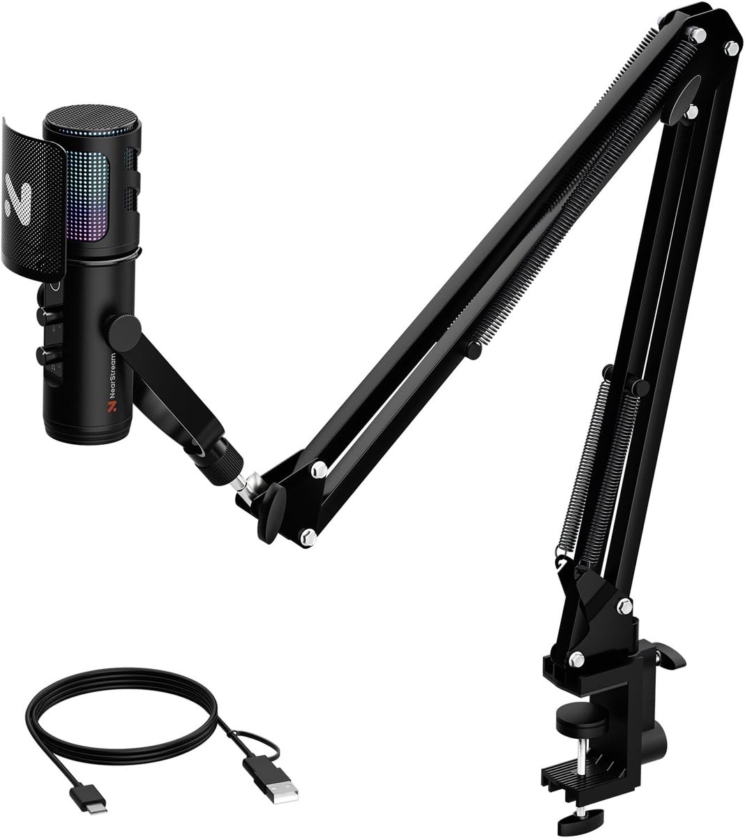 Professionele USB Condensator Microfoon met Flexibele Arm voor Gaming, Streaming en Podcasts