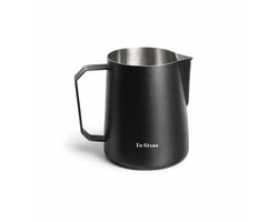Tu Grano Melkkan 350ml - Melkkannetje RVS - Melkkannetje Opschuim - Melkopschuimkan - Zwart