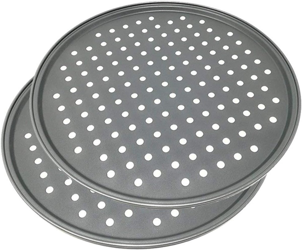 Pizza Mould met Gaten - Carbonstaal - Anti-aanbaklaag - 32 cm - Set van 2
