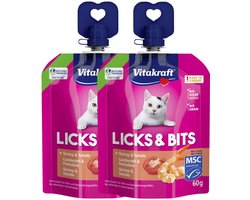 Vitakraft Licks & Bits Kat Kaas & Garnaal 1 x 60 gr - Kattensnack - Liquid Snack