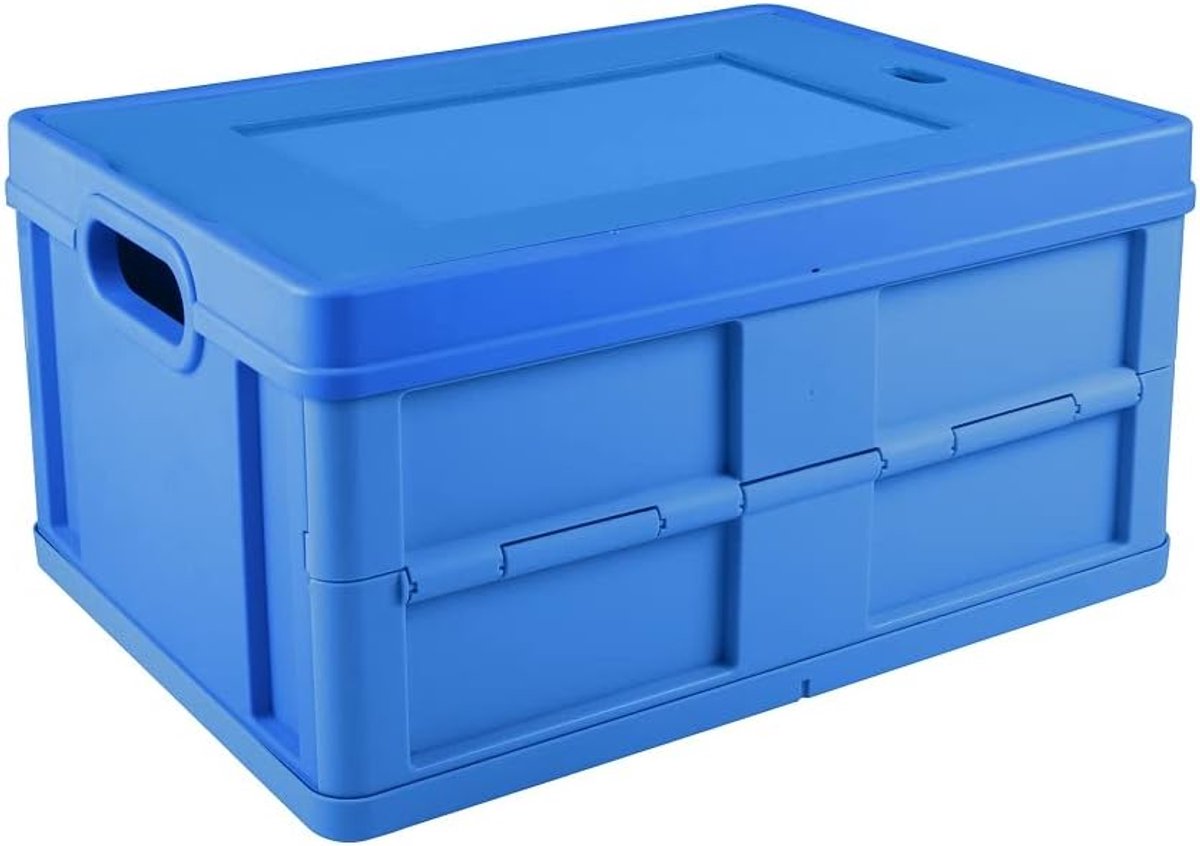 Opvouwbare Opbergbox 32 Liter - Vierkante Opdoos met Deksel - Blauw