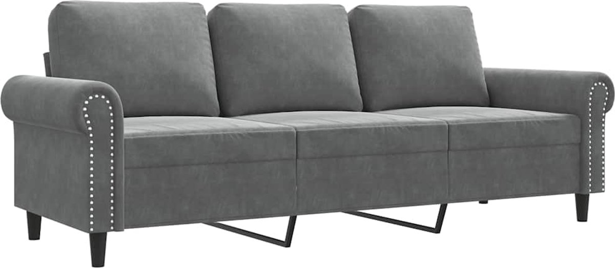 vidaXL Driezitsbank - 180 - cm - fluweel - donkergrijs