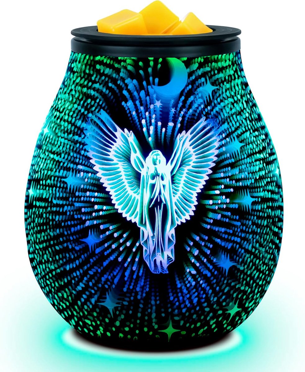 Elektrische Wax Melter met 3D Glas en Kleuren LED Licht voor Geurolie en Wax Cubes