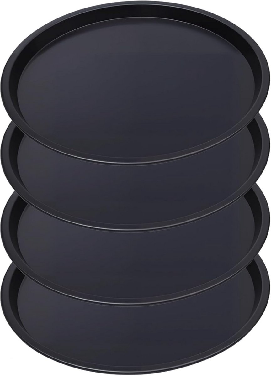 4x Geperforeerde Pizzaplaten 32 cm - Non-Stick Koolstofstaal voor Oven - Knapperige Korst