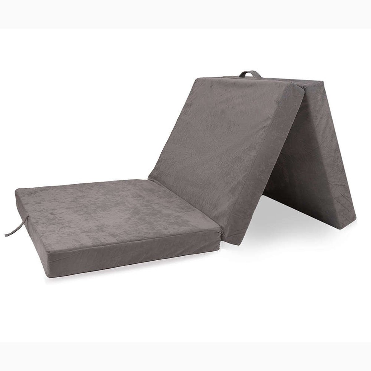 Blomster - Opvouwbaar Matras - 3-delig Vouwmatras - Logeermatras - Logeerbed - Wasbare Hoes - 190x80x9 cm - Grijs