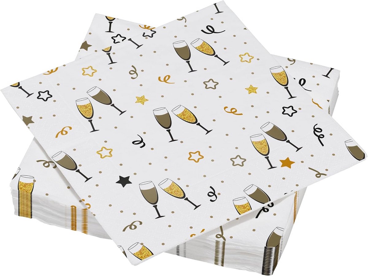 Luxe Katoenen Servetten 33x33 cm, 3-laags, Feestelijk Thema