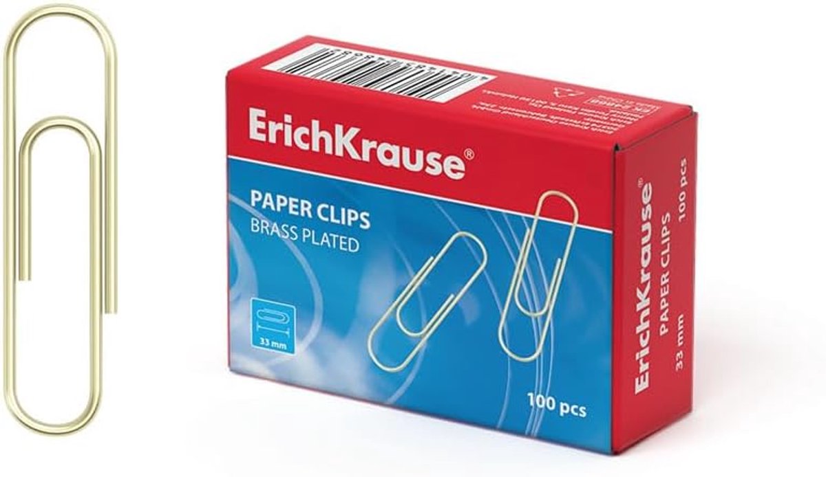 Gouden papierclips 33 mm 100 stuks - roestvrij en krasbestendig - extra sterk