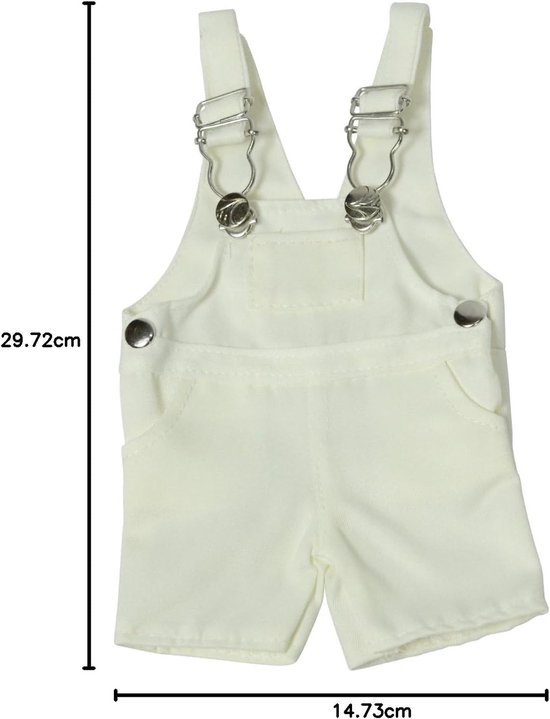 Set van 3 twill overalls voor 18 inch poppen - roze, grijs en wit — afbeelding 5