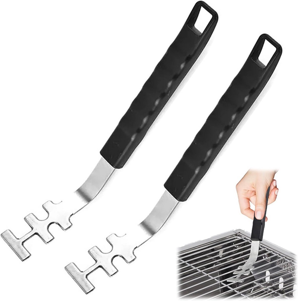 2-Pack Hittebestendige Grillrooster Lifter RVS - Veilig Verhogen van Hete BBQ Racks