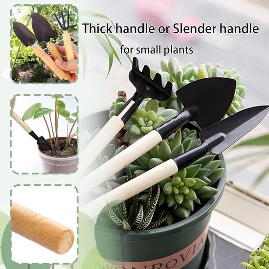 3-delige tuingereedschapset - Mini gereedschapset - Gereedschapstas voor binnentuinen - Mini tuinhark - Tuinschep - Tuinbenodigdheden - Verdikte handgreep — afbeelding 5