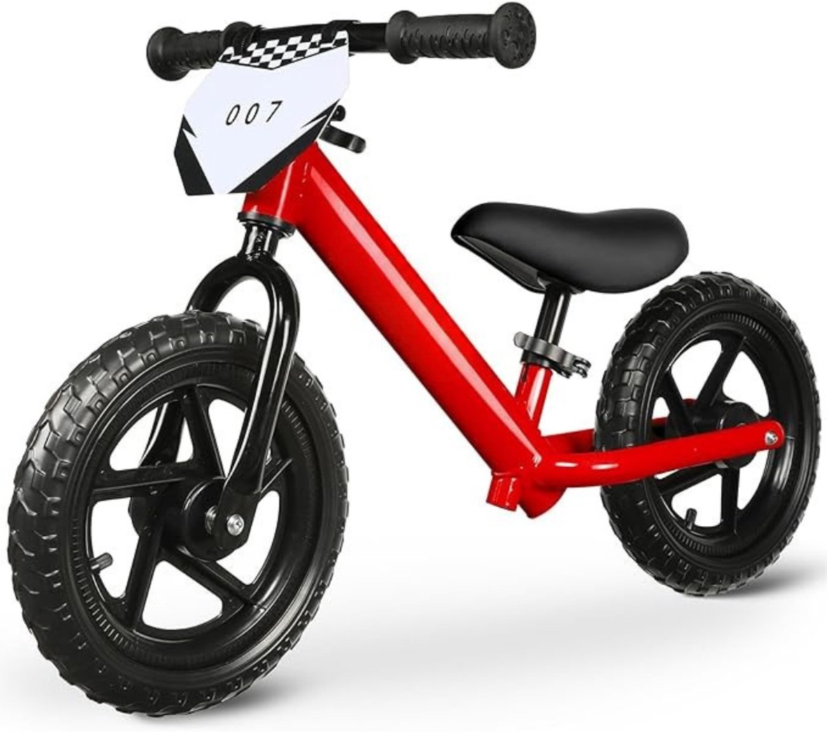 Verte Loopfiets 1 Jaar - Loopfiets voor Peuters van 2 Jaar - Leeftijd 18 Maanden tot 5 Jaar - 12 Inch Loopfiets met Individuele Plaat - Inclusief 3 Sets Stickers - Cadeau voor Jongens en Meisjes van 2-3 Jaar - Rood