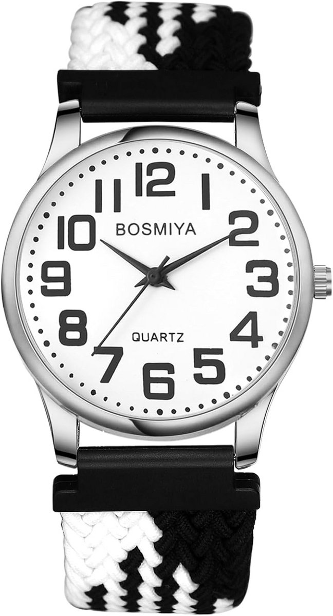 Heren Polshorloge - Analoge Digitale - Dagelijks Gebruik - Gevlochten Armband - Grote Wijzerplaat - Zilverkleurig