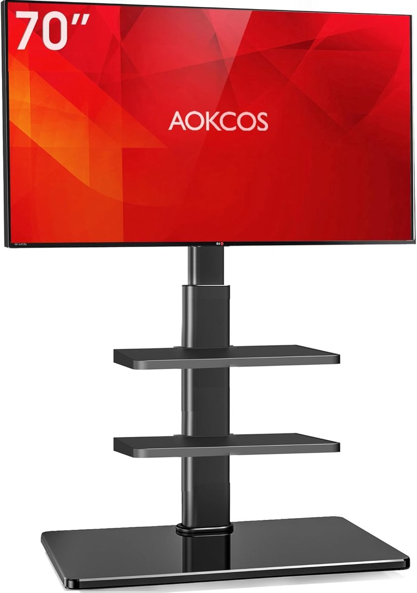 TV Stand voor 32-70 inch TV - Verstelbaar en Draaiend met 3 Planken