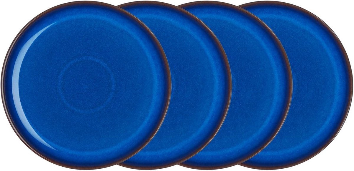 Set van 4 Coupe Eetborden in Kobaltblauw