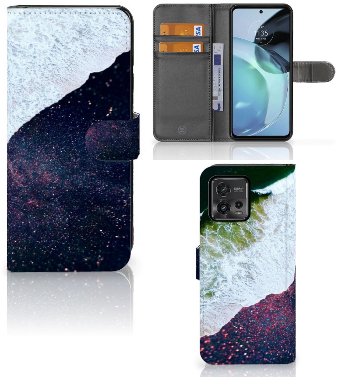 Motorola Moto G72 Book Case Sea in Space