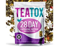 TeaTox® 28 Dagen Detox Thee | Anti Counterfit QR Hologram | Vegan Afslank kuur | Buikvet Verbranden | Snel Afvallen | Detox darmen | Fatburner | Thee Kuur | Opgeblazen gevoel verlichten | Afval thee