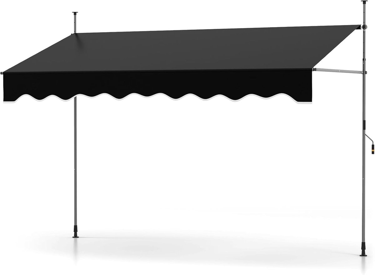 KOMFOTTEU 300 cm Markise, luifel balkon zonder boren, luifel met handslinger, in hoogte verstelbaar, uv-bestendig en waterafstotend, zonwering voor balkon, terras en tuin