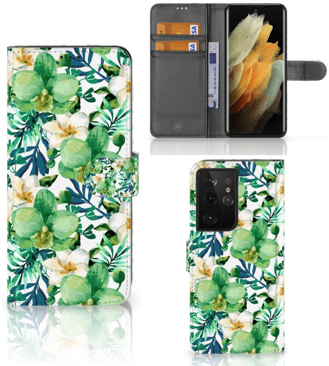Samsung Galaxy S21 Ultra Hoesje Orchidee Groen
