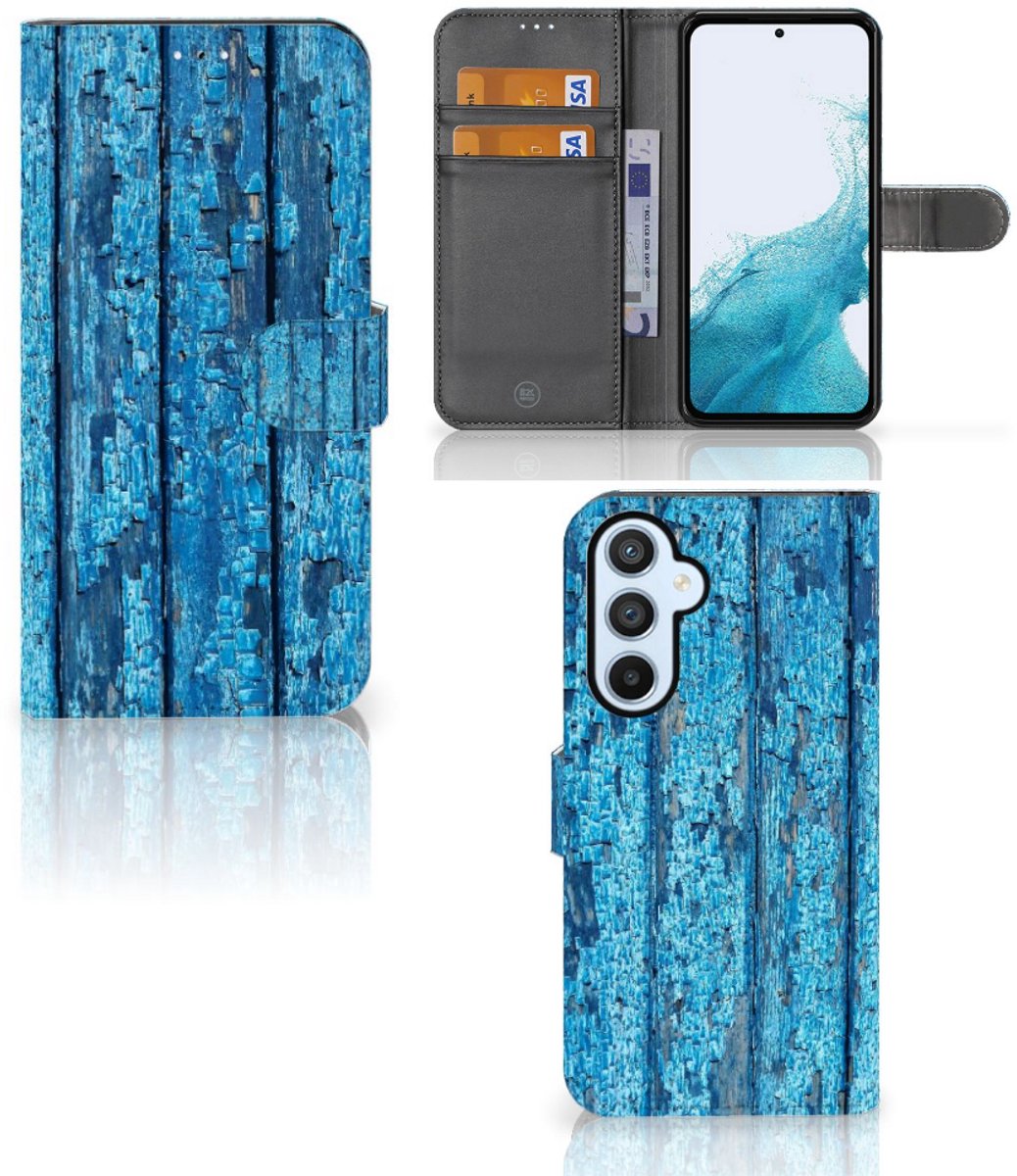 Samsung Galaxy A54 5G Book Style Case Wood Blue