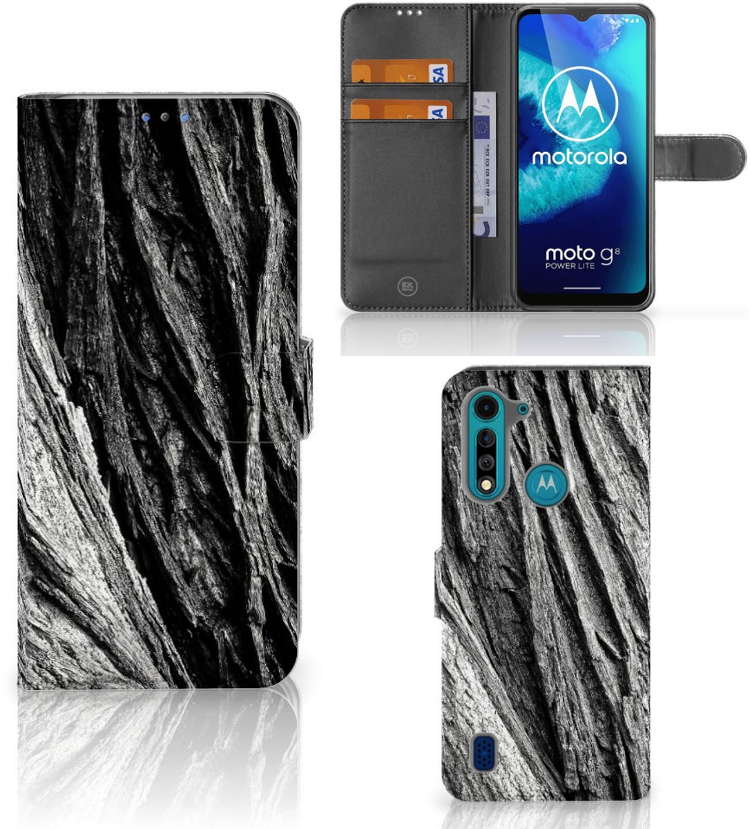 Book Style Case Motorola G8 Power Lite Boomschors Grijs