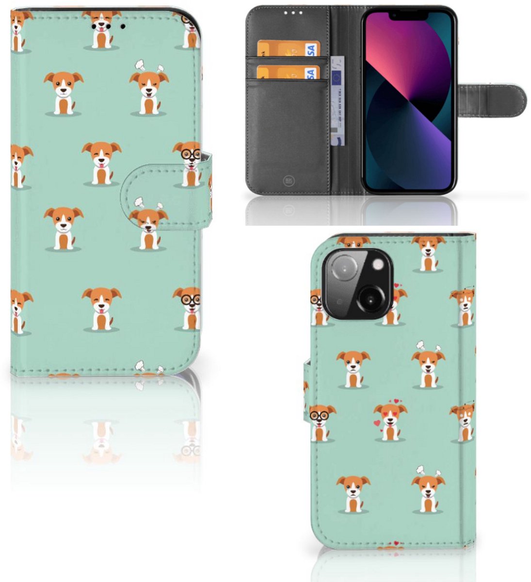 iPhone 13 Mini Telefoonhoesje met Pasjes Pups