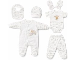 Blue Eyes babycadeauset voor pasgeborenen, 100% natuurlijk katoen, eerste uitrusting, uniseks kleding, cadeauset, 6 delig, babyuitrusting voor baby's van 0-4 maanden (lam)
